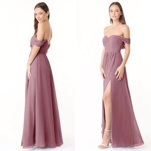 Azazie Millie Bridesmaid Faux Wrap Dress In Vintage Mauve 6